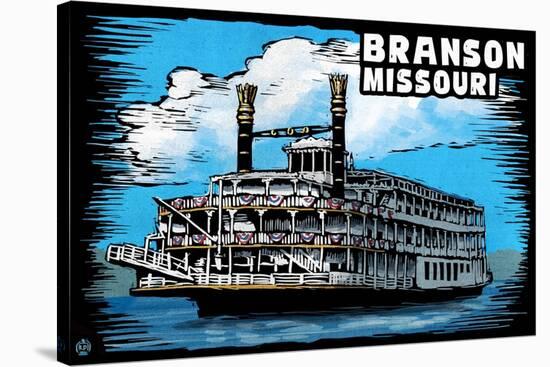 Branson, Missouri - Paddle Wheeler Scratchboard-Lantern Press-Stretched Canvas