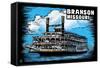 Branson, Missouri - Paddle Wheeler Scratchboard-Lantern Press-Framed Stretched Canvas