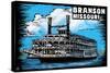 Branson, Missouri - Paddle Wheeler Scratchboard-Lantern Press-Stretched Canvas