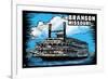 Branson, Missouri - Paddle Wheeler Scratchboard-Lantern Press-Framed Premium Giclee Print