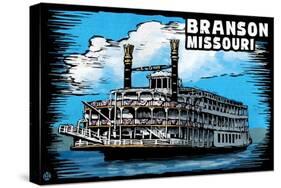 Branson, Missouri - Paddle Wheeler Scratchboard-Lantern Press-Stretched Canvas