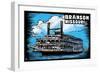 Branson, Missouri - Paddle Wheeler Scratchboard-Lantern Press-Framed Art Print