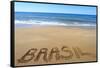 Brasil Written On Sandy Beach-viperagp-Framed Stretched Canvas