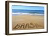 Brasil Written On Sandy Beach-viperagp-Framed Premium Giclee Print