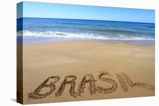 Brasil Written On Sandy Beach-viperagp-Stretched Canvas