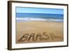 Brasil Written On Sandy Beach-viperagp-Framed Art Print