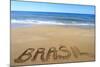 Brasil Written On Sandy Beach-viperagp-Mounted Art Print