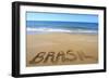 Brasil Written On Sandy Beach-viperagp-Framed Art Print