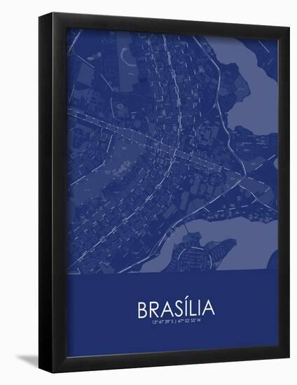 Brasilia, Brazil Blue Map-null-Framed Poster