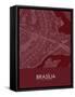 Brasilia, Brazil Red Map-null-Framed Stretched Canvas