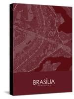 Brasilia, Brazil Red Map-null-Stretched Canvas