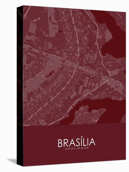 Brasilia, Brazil Red Map-null-Stretched Canvas