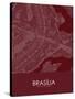 Brasilia, Brazil Red Map-null-Stretched Canvas