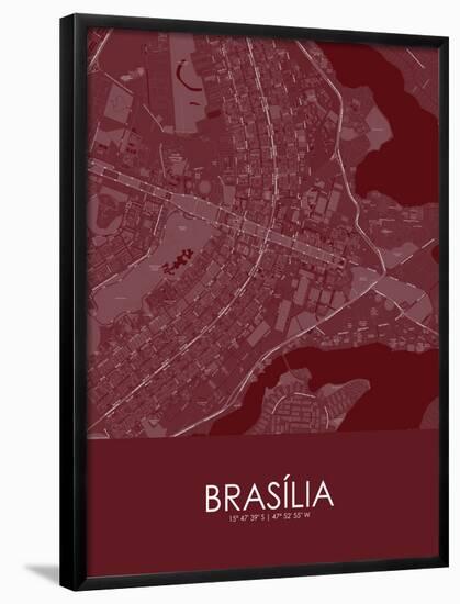 Brasilia, Brazil Red Map-null-Framed Poster