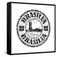 Brasilia Grunge Rubber Stamp-oxlock-Framed Stretched Canvas