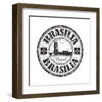 Brasilia Grunge Rubber Stamp-oxlock-Framed Art Print