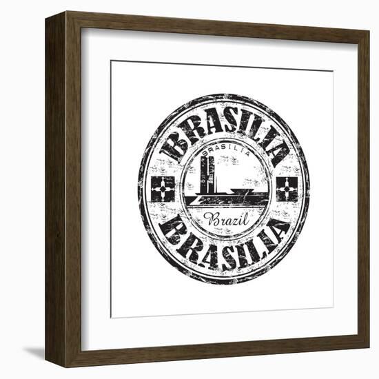 Brasilia Grunge Rubber Stamp-oxlock-Framed Art Print