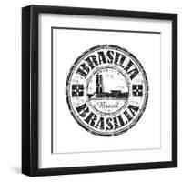 Brasilia Grunge Rubber Stamp-oxlock-Framed Art Print