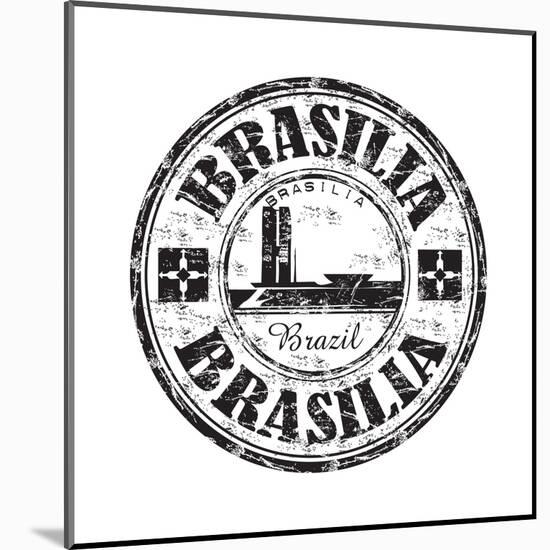 Brasilia Grunge Rubber Stamp-oxlock-Mounted Art Print
