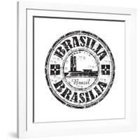 Brasilia Grunge Rubber Stamp-oxlock-Framed Art Print