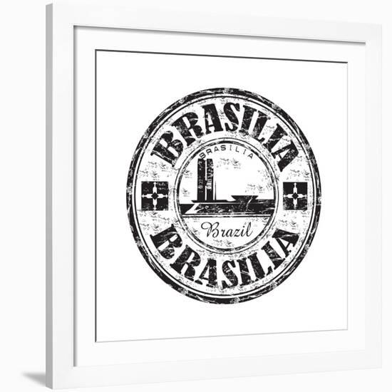 Brasilia Grunge Rubber Stamp-oxlock-Framed Art Print