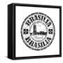 Brasilia Grunge Rubber Stamp-oxlock-Framed Stretched Canvas