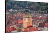 Brasov, Romania. Rooftops and city from hilltop. Clock tower.-Emily Wilson-Stretched Canvas