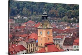 Brasov, Romania. Rooftops and city from hilltop. Clock tower.-Emily Wilson-Stretched Canvas