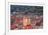 Brasov, Romania. Rooftops and city from hilltop. Clock tower.-Emily Wilson-Framed Photographic Print