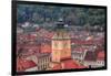 Brasov, Romania. Rooftops and city from hilltop. Clock tower.-Emily Wilson-Framed Photographic Print