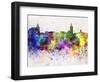 Brasov Skyline in Watercolor Background-paulrommer-Framed Art Print