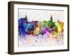 Brasov Skyline in Watercolor Background-paulrommer-Framed Art Print