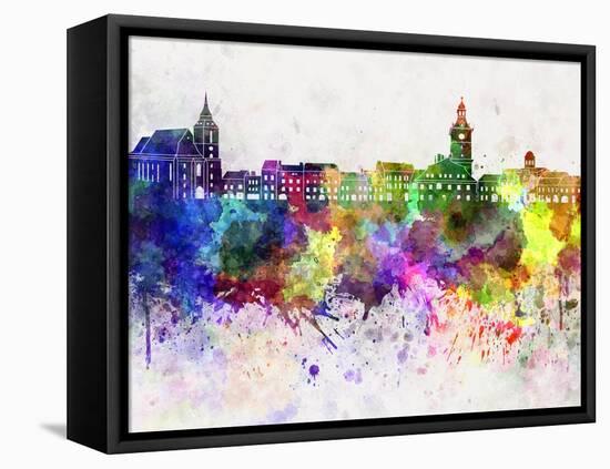 Brasov Skyline in Watercolor Background-paulrommer-Framed Stretched Canvas