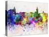Brasov Skyline in Watercolor Background-paulrommer-Stretched Canvas