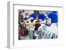 Brass Band, Fasnact Spring Carnival Parade, Monthey, Valais, Switzerland, Europe-Christian Kober-Framed Photographic Print