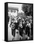 Brass Band Playing For Bavarian Wedding Procession-Stan Wayman-Framed Stretched Canvas