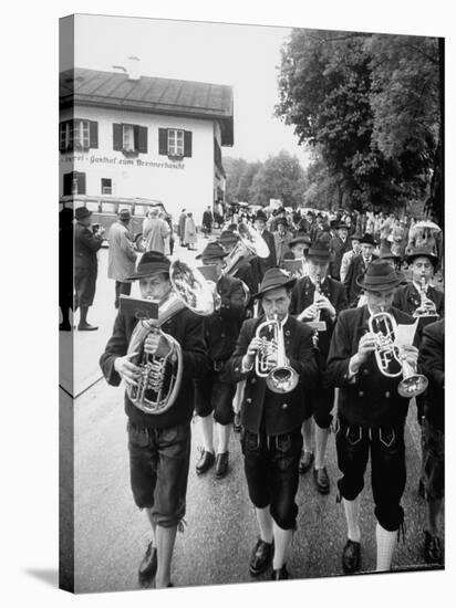 Brass Band Playing For Bavarian Wedding Procession-Stan Wayman-Stretched Canvas