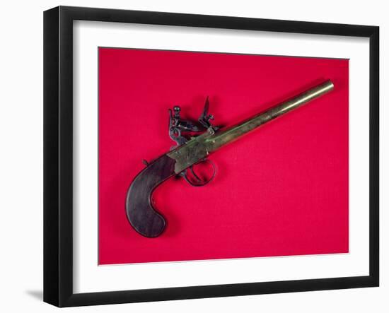 Brass-Barrelled Sea Service Boarding Pistol, Flintlock, C.1750 (Wood and Metal)-English-Framed Giclee Print