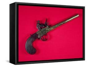 Brass-Barrelled Sea Service Boarding Pistol, Flintlock, C.1750 (Wood and Metal)-English-Framed Stretched Canvas