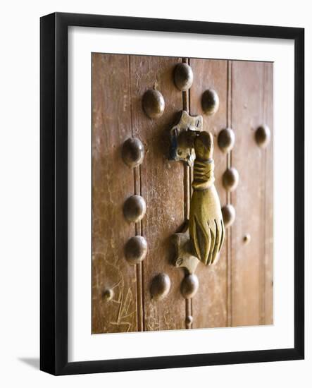 Brass Hand of Fatima Door Knocker, a Popular Symbol in Southern Morocco, Merzouga, Morocco-Lee Frost-Framed Photographic Print