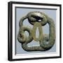 Brass Tsuba, Engraved, Pierced and Damascened, Depicting Snake Coiled around Itself, Japan-null-Framed Giclee Print