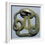 Brass Tsuba, Engraved, Pierced and Damascened, Depicting Snake Coiled around Itself, Japan-null-Framed Giclee Print