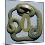 Brass Tsuba, Engraved, Pierced and Damascened, Depicting Snake Coiled around Itself, Japan-null-Mounted Giclee Print