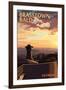 Brasstown Bald, Georgia - Sunset Scene-Lantern Press-Framed Art Print