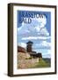 Brasstown Bald, Georgia - Tower and Benchmark-Lantern Press-Framed Art Print