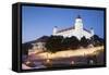 Bratislava Castle at Dusk, Bratislava, Slovakia, Europe-Ian Trower-Framed Stretched Canvas