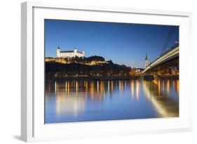 Bratislava Castle, St Martin's Cathedral and New Bridge at Dusk, Bratislava, Slovakia-Ian Trower-Framed Photographic Print