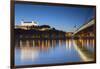 Bratislava Castle, St Martin's Cathedral and New Bridge at Dusk, Bratislava, Slovakia-Ian Trower-Framed Photographic Print