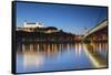 Bratislava Castle, St Martin's Cathedral and New Bridge at Dusk, Bratislava, Slovakia-Ian Trower-Framed Stretched Canvas