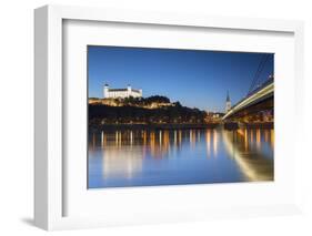 Bratislava Castle, St Martin's Cathedral and New Bridge at Dusk, Bratislava, Slovakia-Ian Trower-Framed Photographic Print